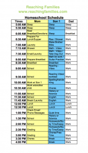 Homeschool Schedule One Child